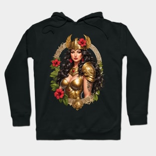 Amazonian warrior queen retro vintage floral design Hoodie